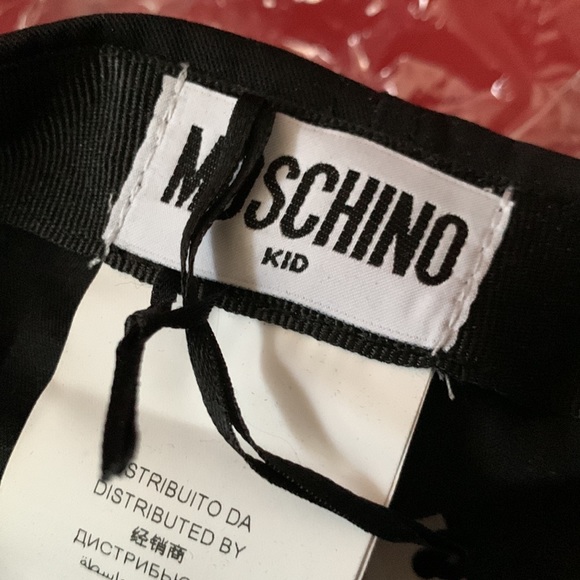 Moschino Kid Black Cotton Sequins Logo Cap - Picture 6 of 7
